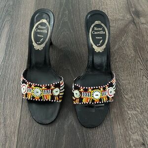 Rene Caovilla Multicolor Beaded Heels